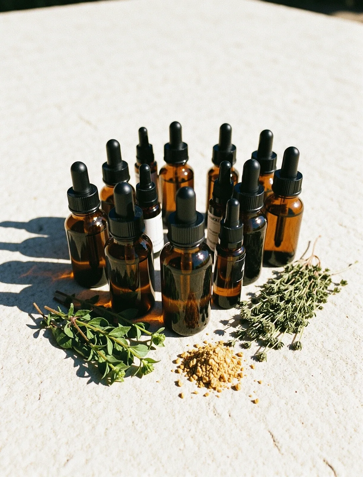 Botanical extracts and glass vessels
